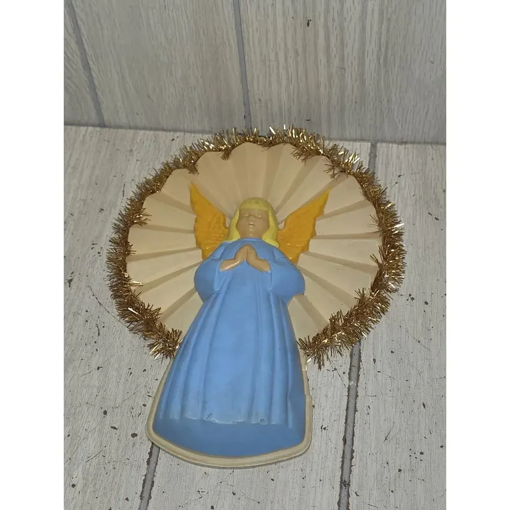 VTG National Tinsel Angel Christmas Tree Topper Plastic Blow Mold 1950s READ